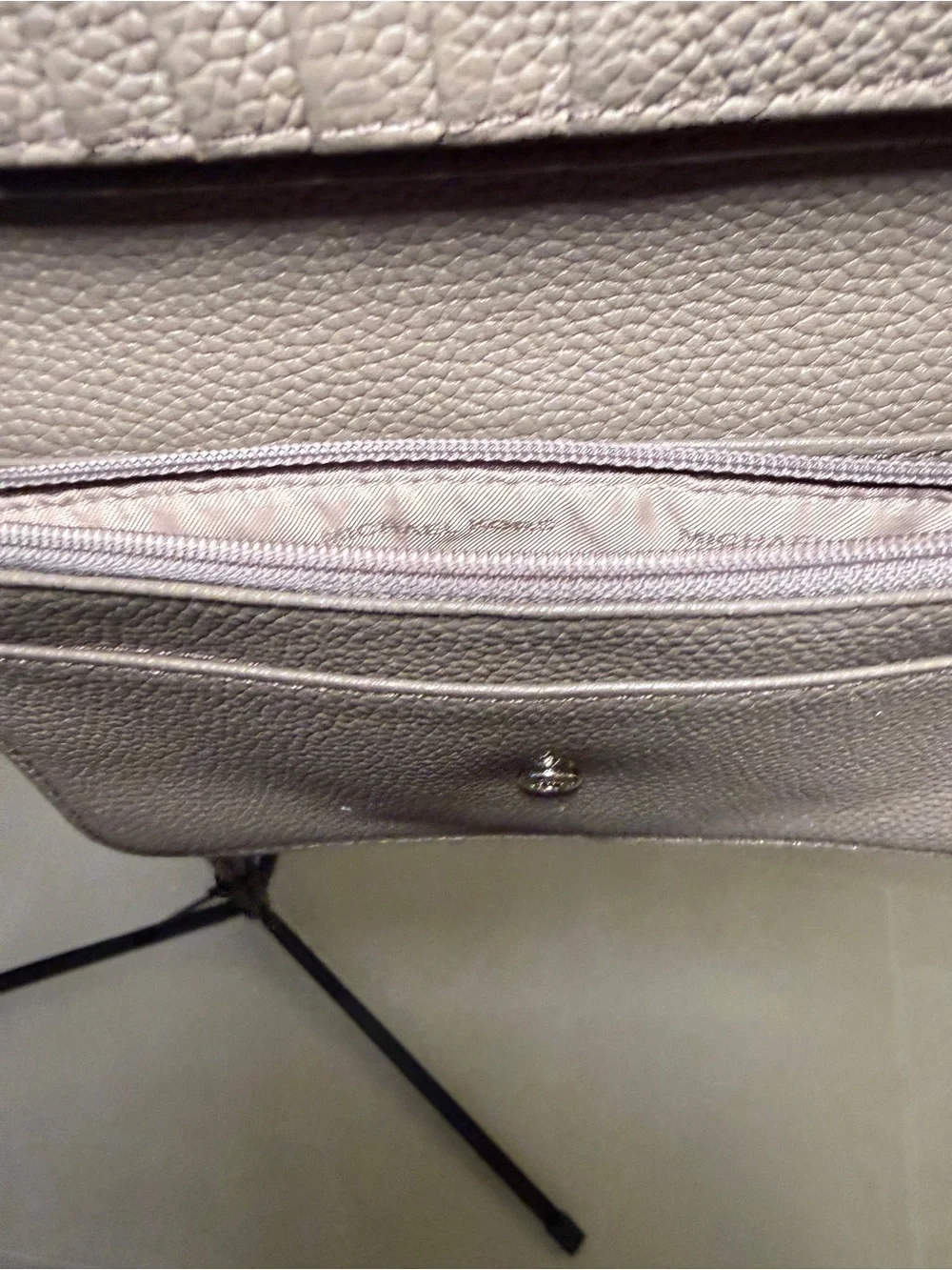 Michael Kors Pebbled Leather Crossbody in Taupe Beige with Gold Hardware